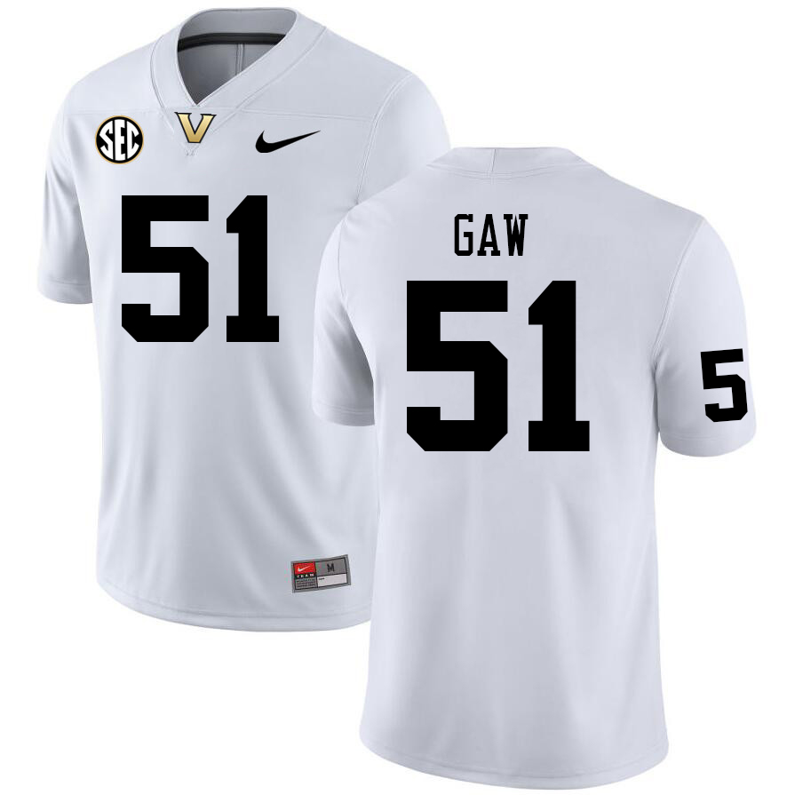 Vanderbilt Commodores #51 Daniel Gaw College Football Jerseys Sale Stitched-White